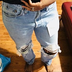Hand distressed Banana Republic Jeans